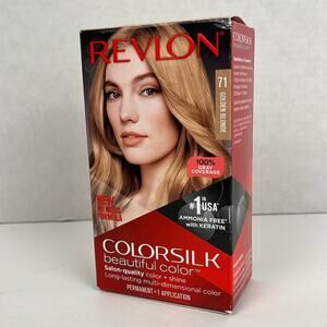Revlon Colorsilk Hair Color Permanent 71 Golden Blonde Ammonia Free Keratin